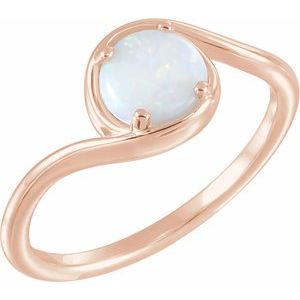 14K Rose Gold Natural White Opal Bypass Ring