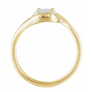 14K Yellow Gold Natural White Opal Bypass Ring
