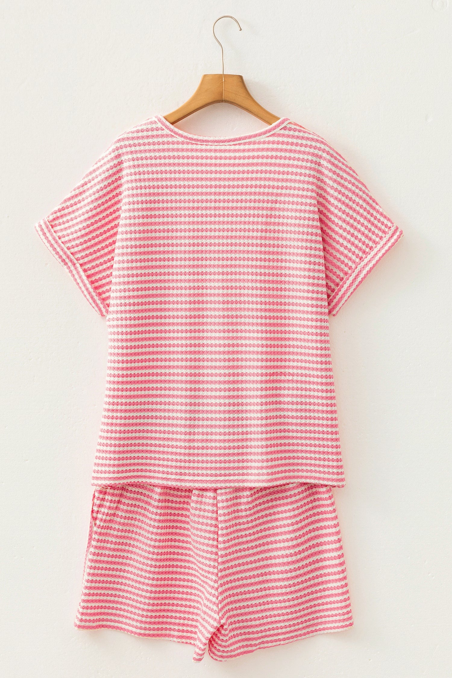 Stripe Textured Knit Top & Short Set
