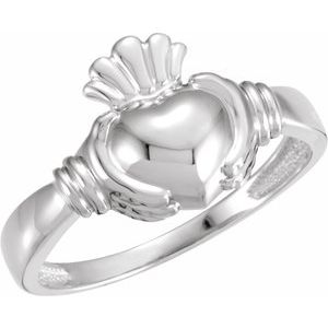 10K White Gold Claddagh Band Size 7