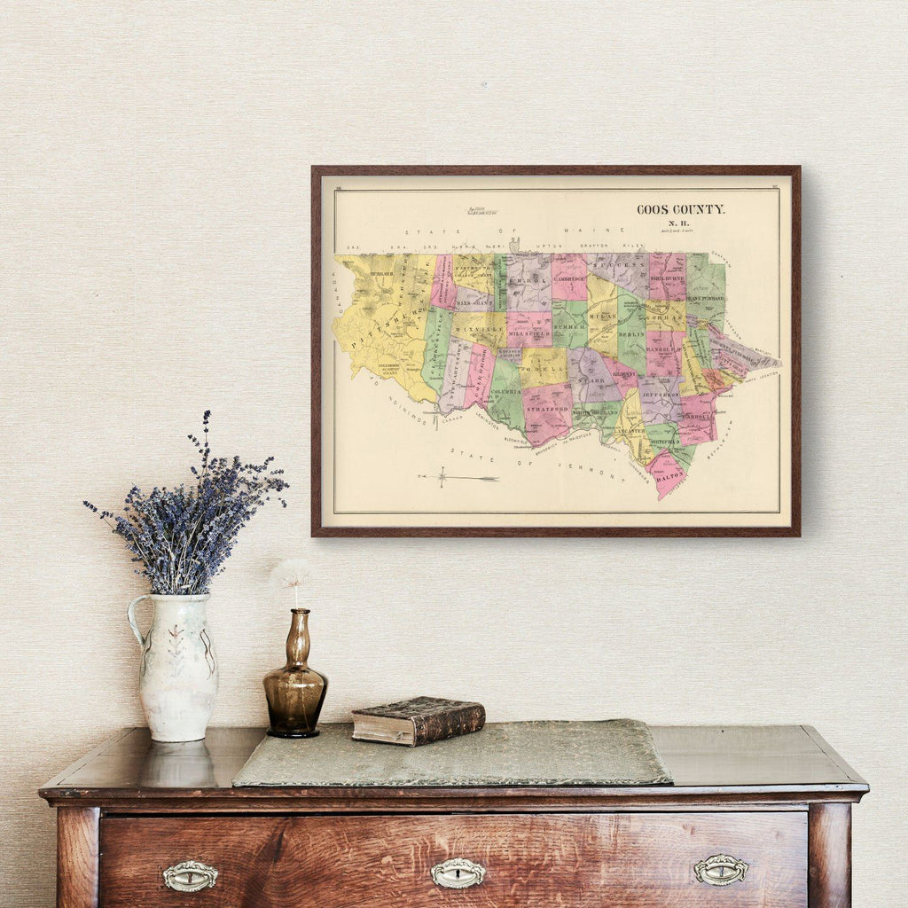 Vintage Map of Coos County, New Hampshire 1892