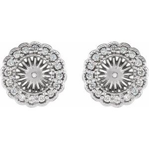 14K White Gold 1/4 CTW Natural Diamond Earring Jackets with 6 mm ID – image 2
