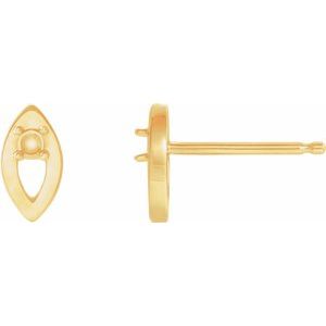 14K Yellow Gold 1.5 mm Round Accented Earring Mounting