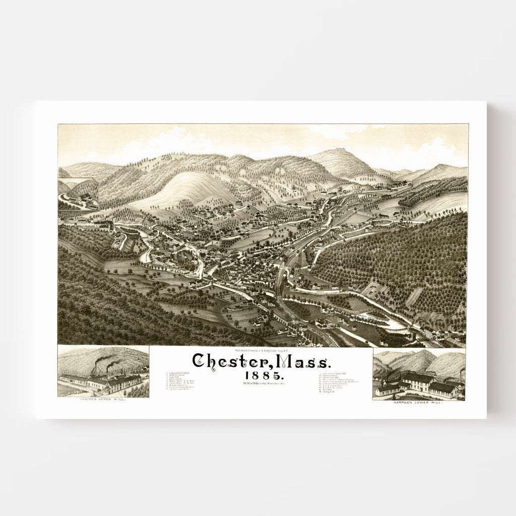 Vintage Map of Chester, Massachusetts 1885