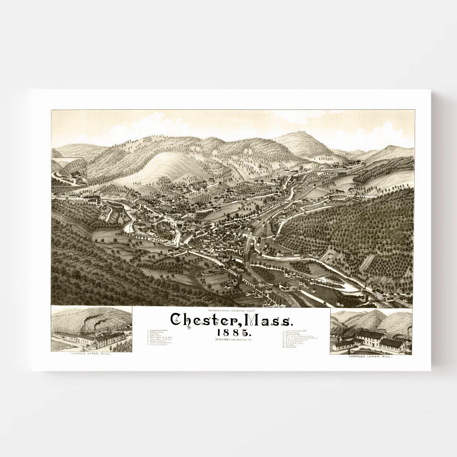 Vintage Map of Chester, Massachusetts 1885