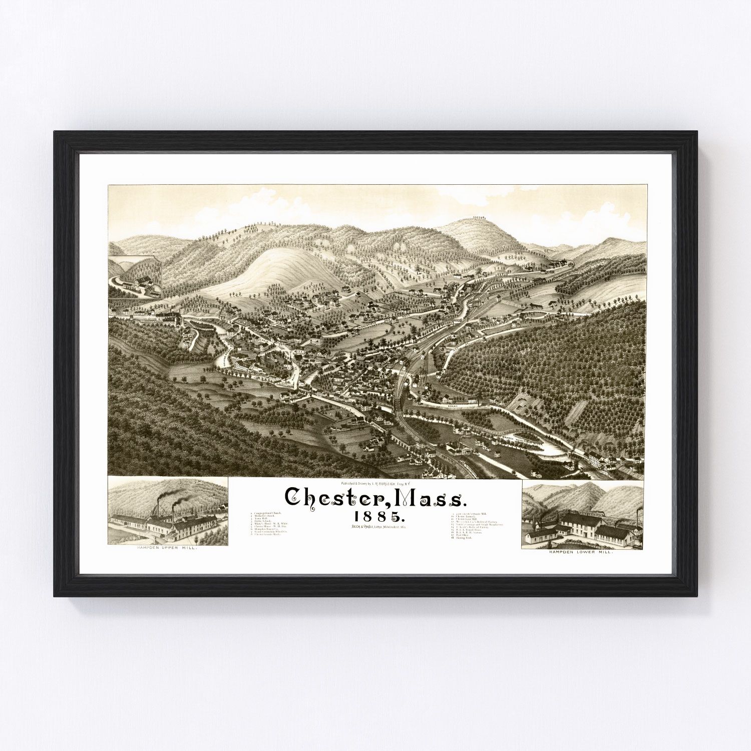 Vintage Map of Chester, Massachusetts 1885