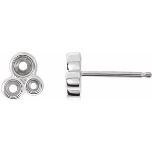 14K White Gold Left Geometric Cluster Earring Mounting