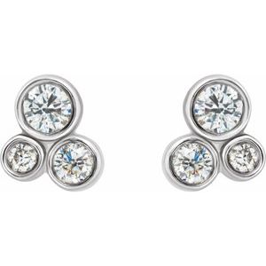 Sterling Silver 1/5 CTW Natural Diamond Geometric Cluster Earrings – image 2