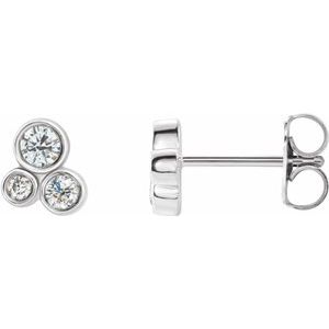Sterling Silver 1/5 CTW Natural Diamond Geometric Cluster Earrings
