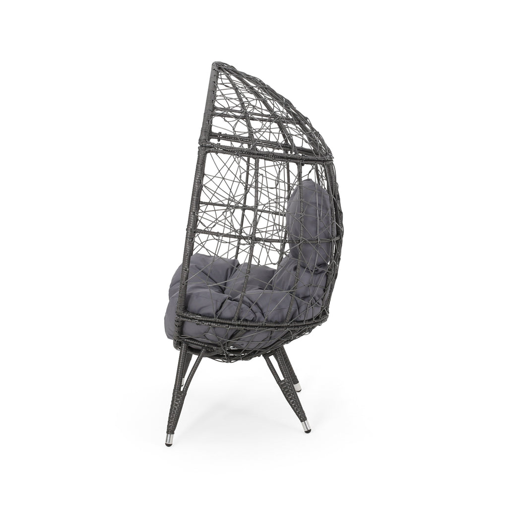Cosmos Round Hammered Iron Teardrop Chair, Grey