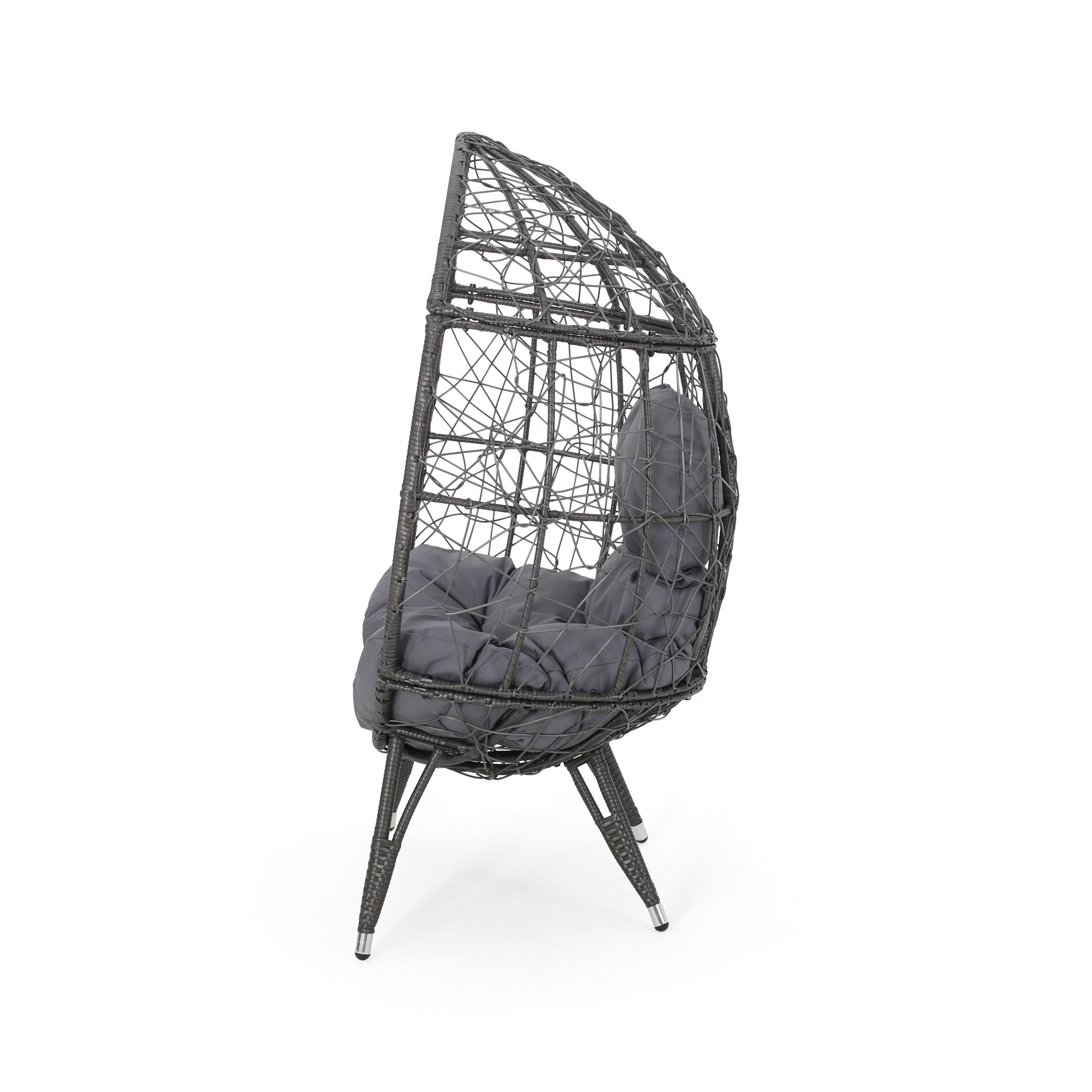 Cosmos Round Hammered Iron Teardrop Chair, Grey