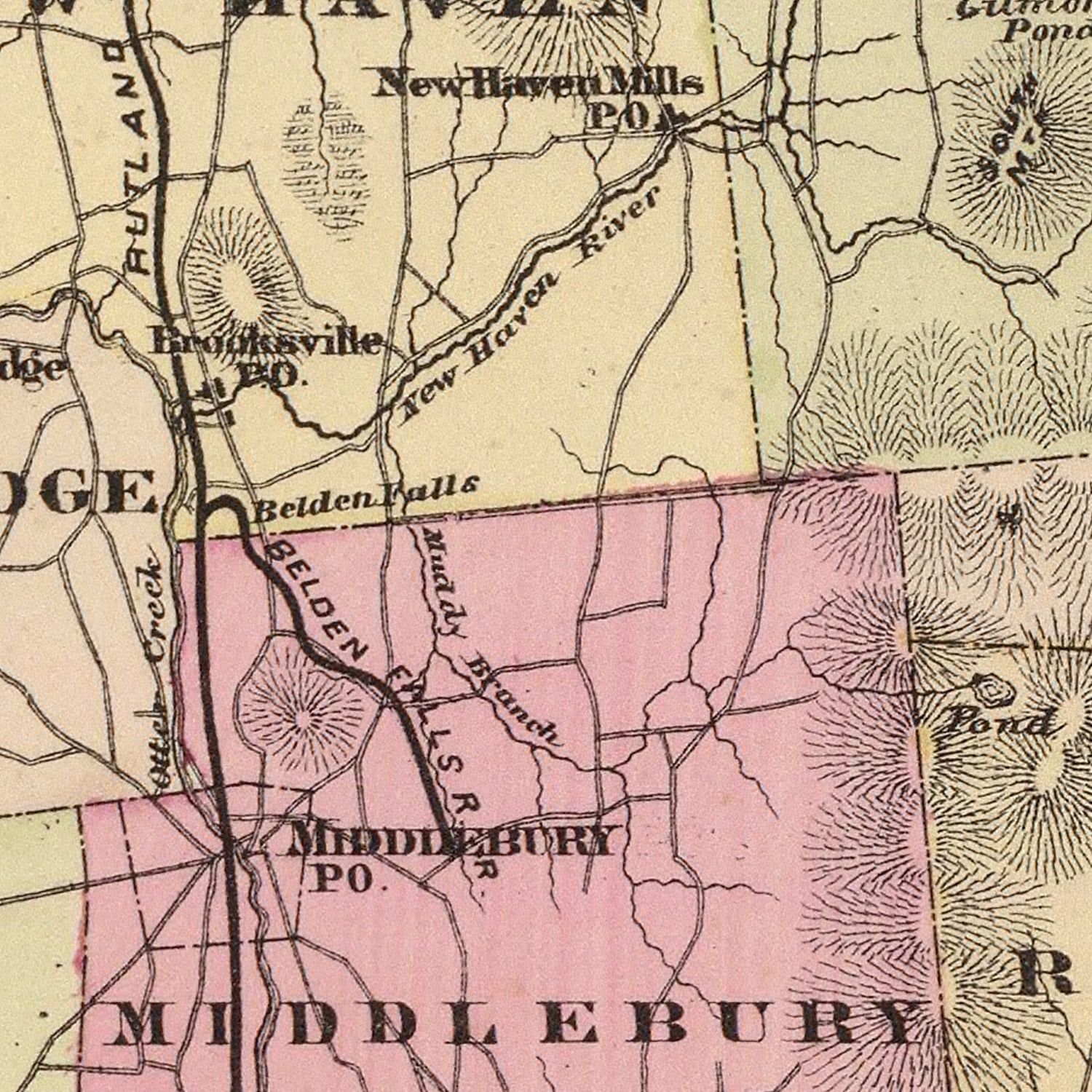 Vintage Map of Addison County, Vermont 1876