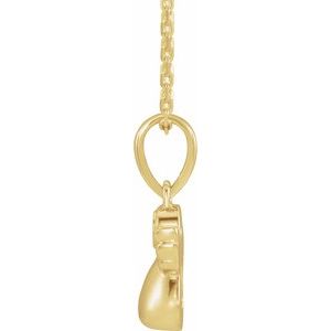 14K Yellow Gold .03 CT Natural Diamond Youth Angel 15" Necklace