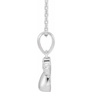 Platinum .03 CT Natural Diamond Youth Angel 15" Necklace