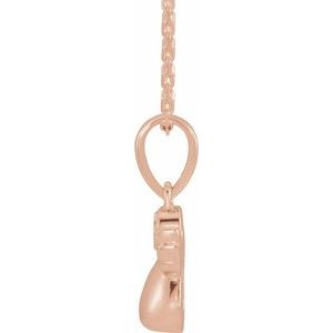 14K Rose Gold .03 CT Natural Diamond Youth Angel 15" Necklace