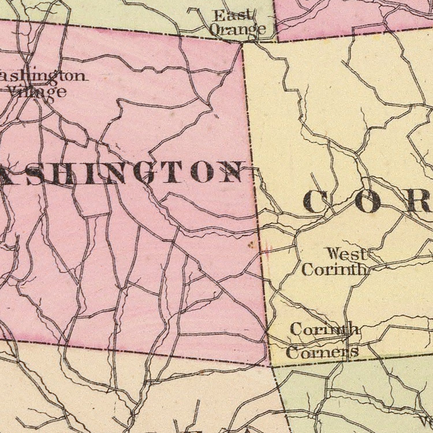 Vintage Map of Orange County, Vermont 1876
