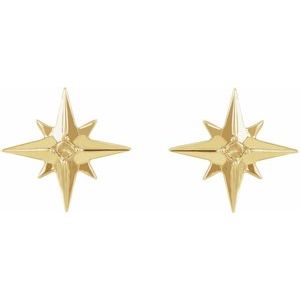 14K Yellow Gold 1.5 mm Round Star Earring Mounting – image 2