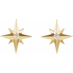 14K Yellow Gold .03 CTW Natural Diamond Star Earrings – image 2