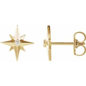14K Yellow Gold .03 CTW Natural Diamond Star Earrings