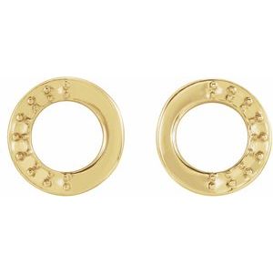 14K Yellow Gold 1.5 mm Round Accented Left Circle Earring Mounting – image 2