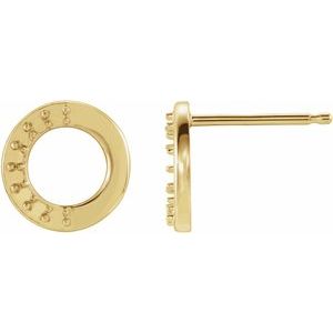 14K Yellow Gold 1.5 mm Round Accented Right Circle Earring Mounting