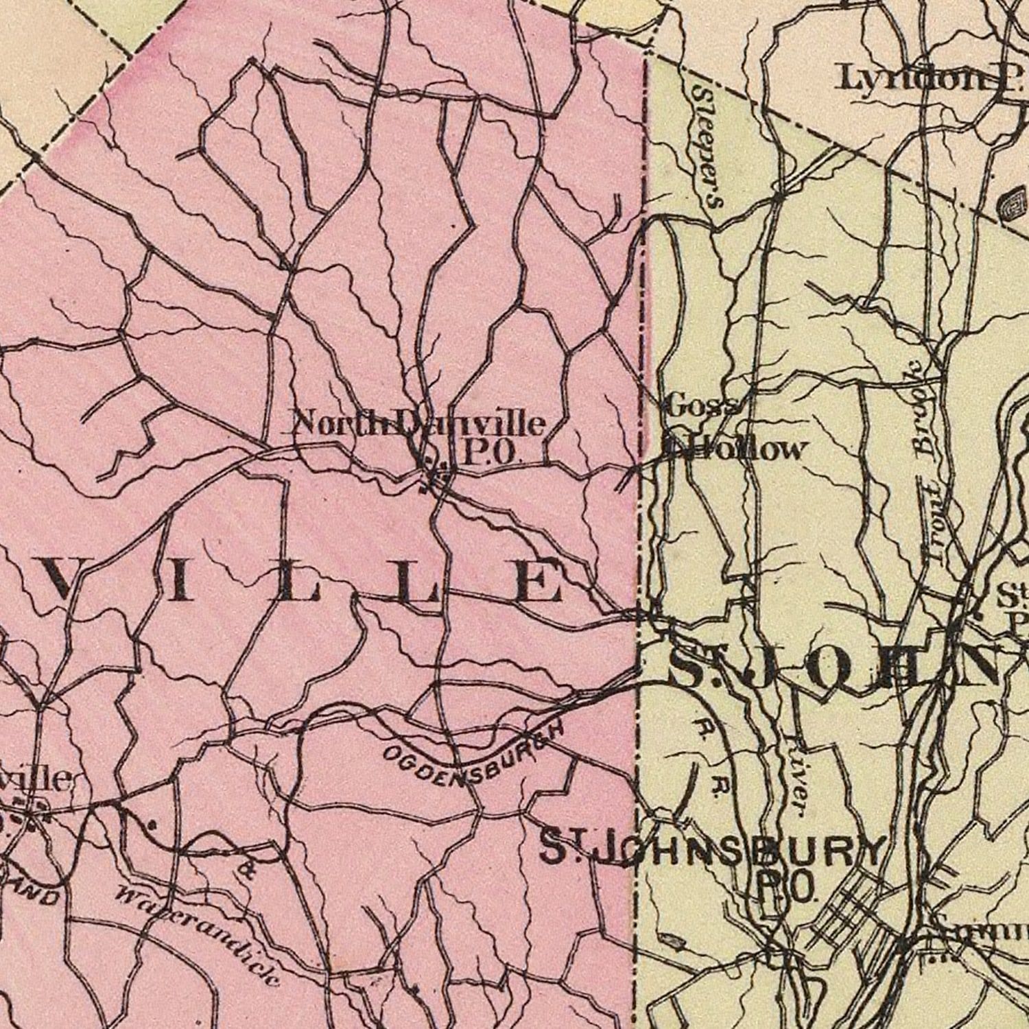 Vintage Map of Caledonia County, Vermont 1876
