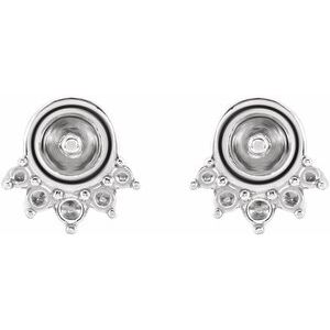 Platinum Accented Earring Mounting for 4.5-5 mm Pearl – image 2
