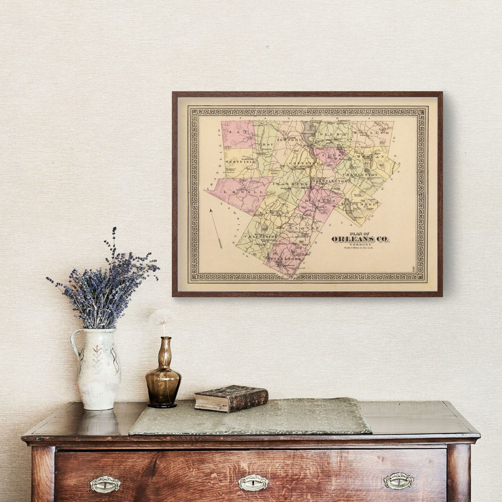 Vintage Map of Orleans County, Vermont 1876