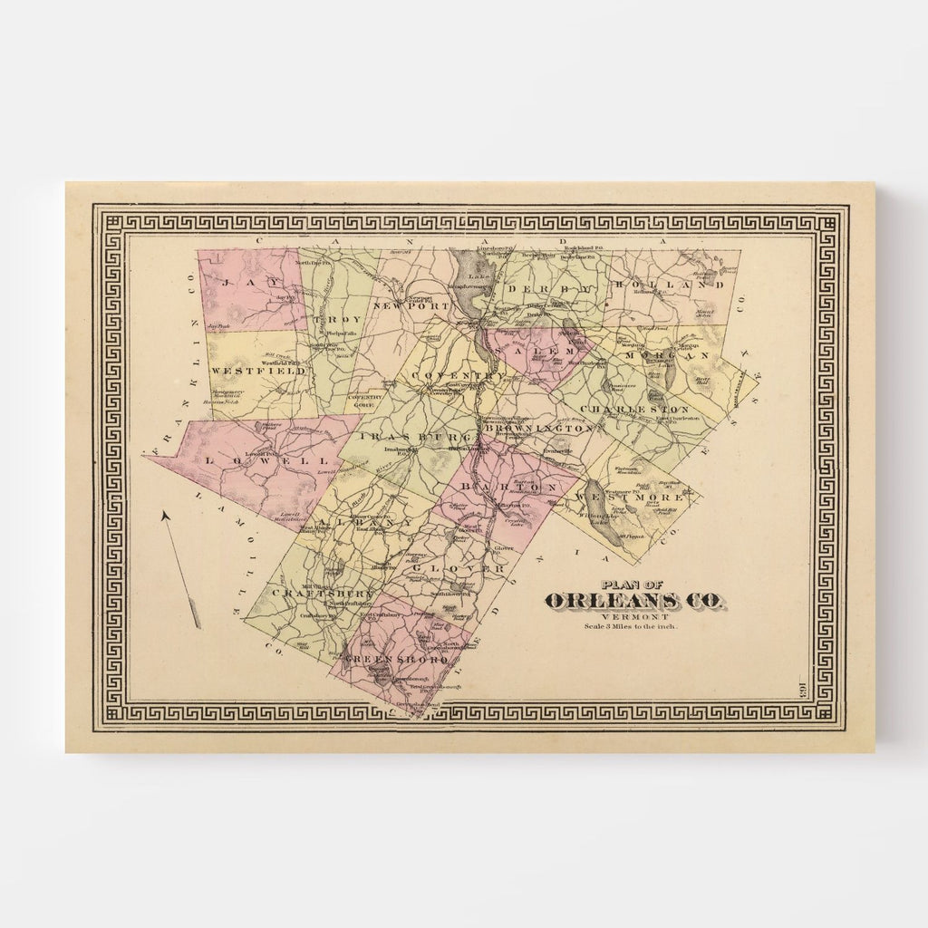 Vintage Map of Orleans County, Vermont 1876