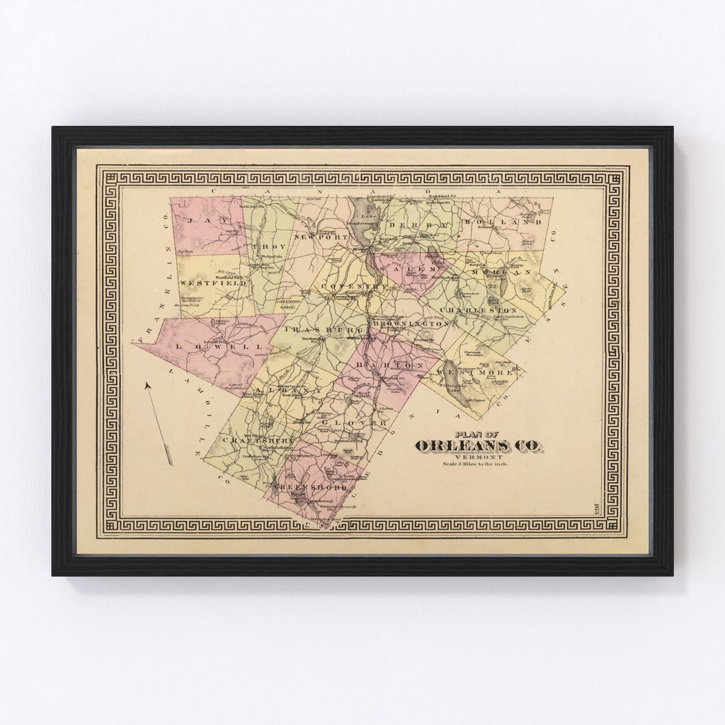 Vintage Map of Orleans County, Vermont 1876