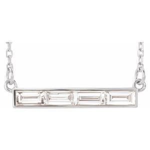 Platinum 1/2 CTW Natural Diamond Bar 17" Necklace