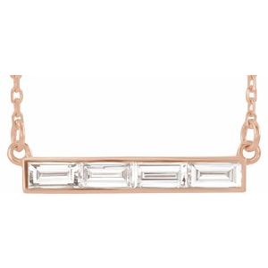 14K Rose Gold 1/2 CTW Natural Diamond Bar 17" Necklace
