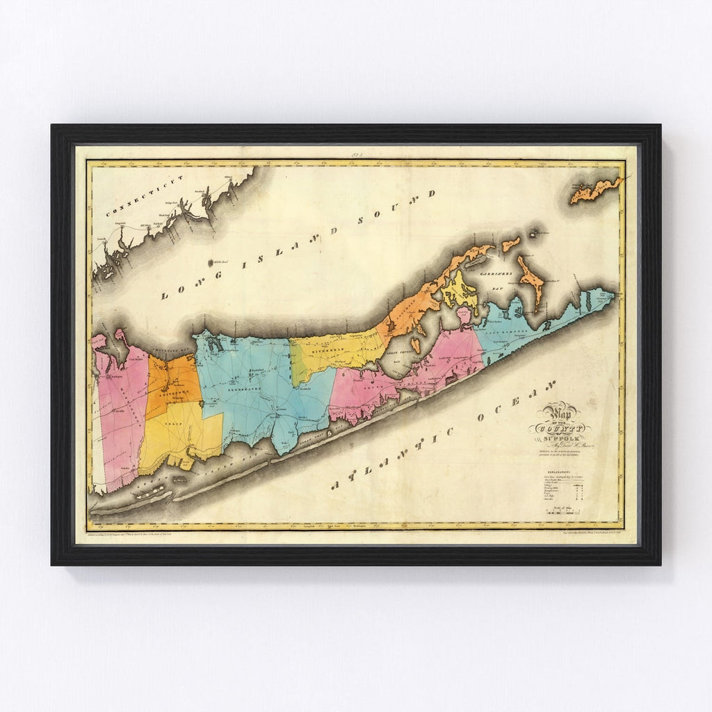 Vintage Map of Long Island, New York 1829