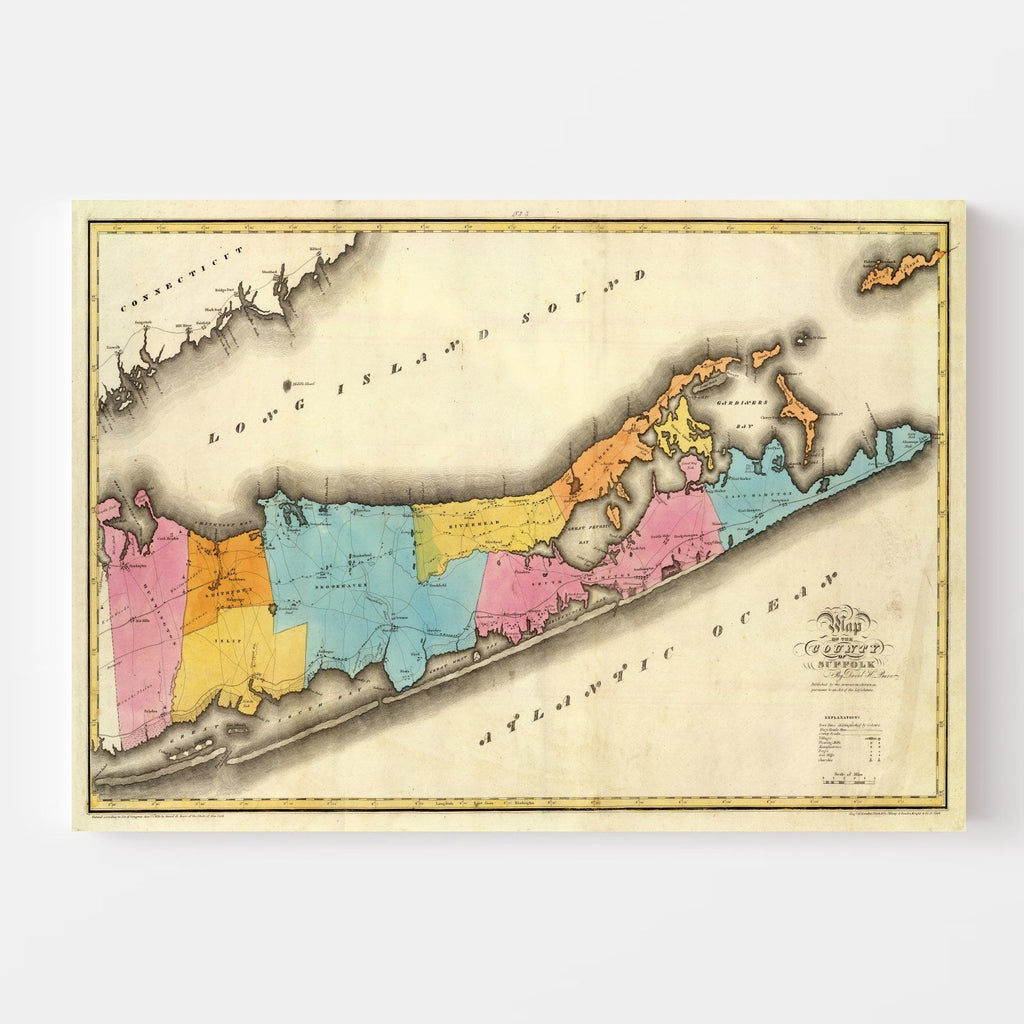 Vintage Map of Long Island, New York 1829