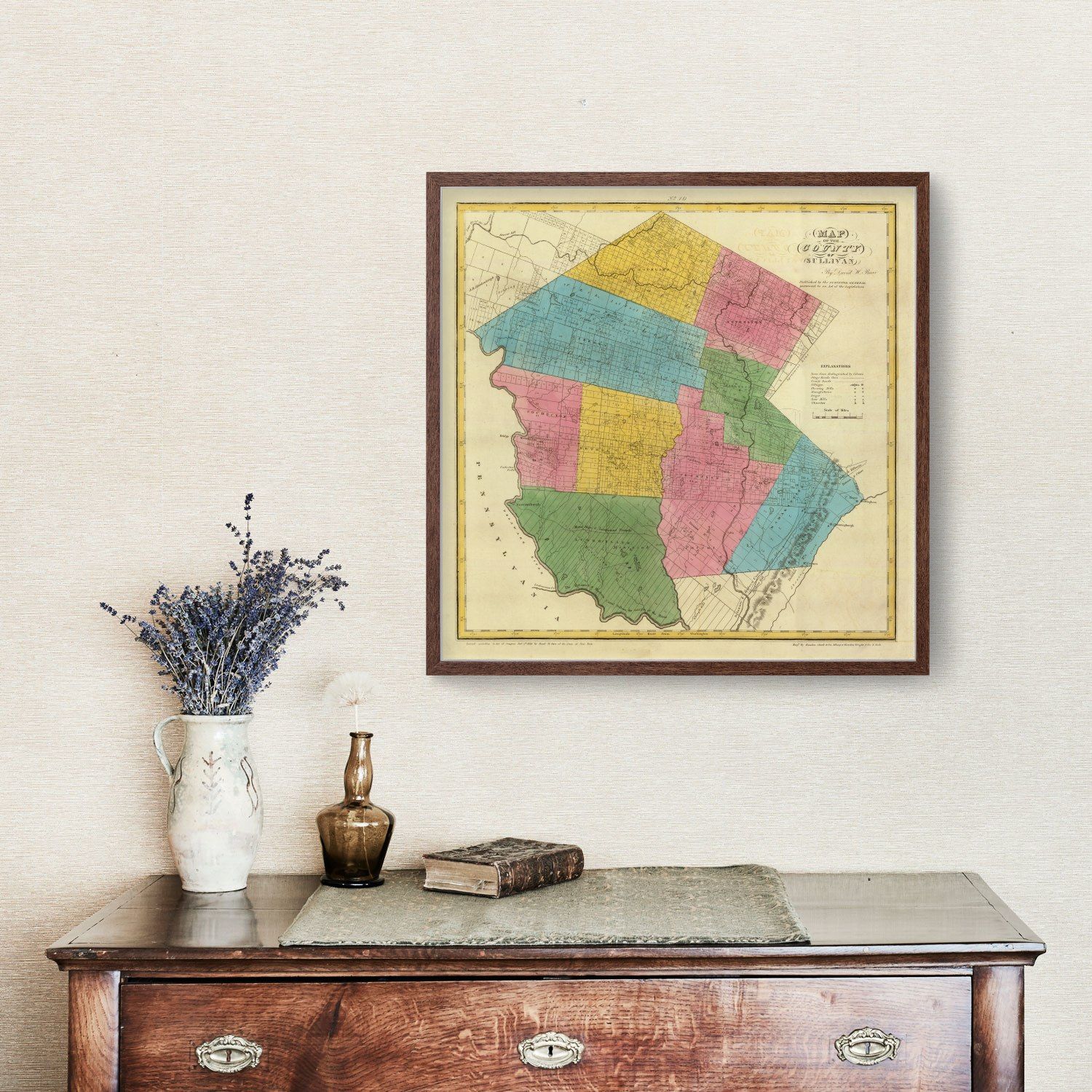 Vintage Map of Sullivan County, New York 1829