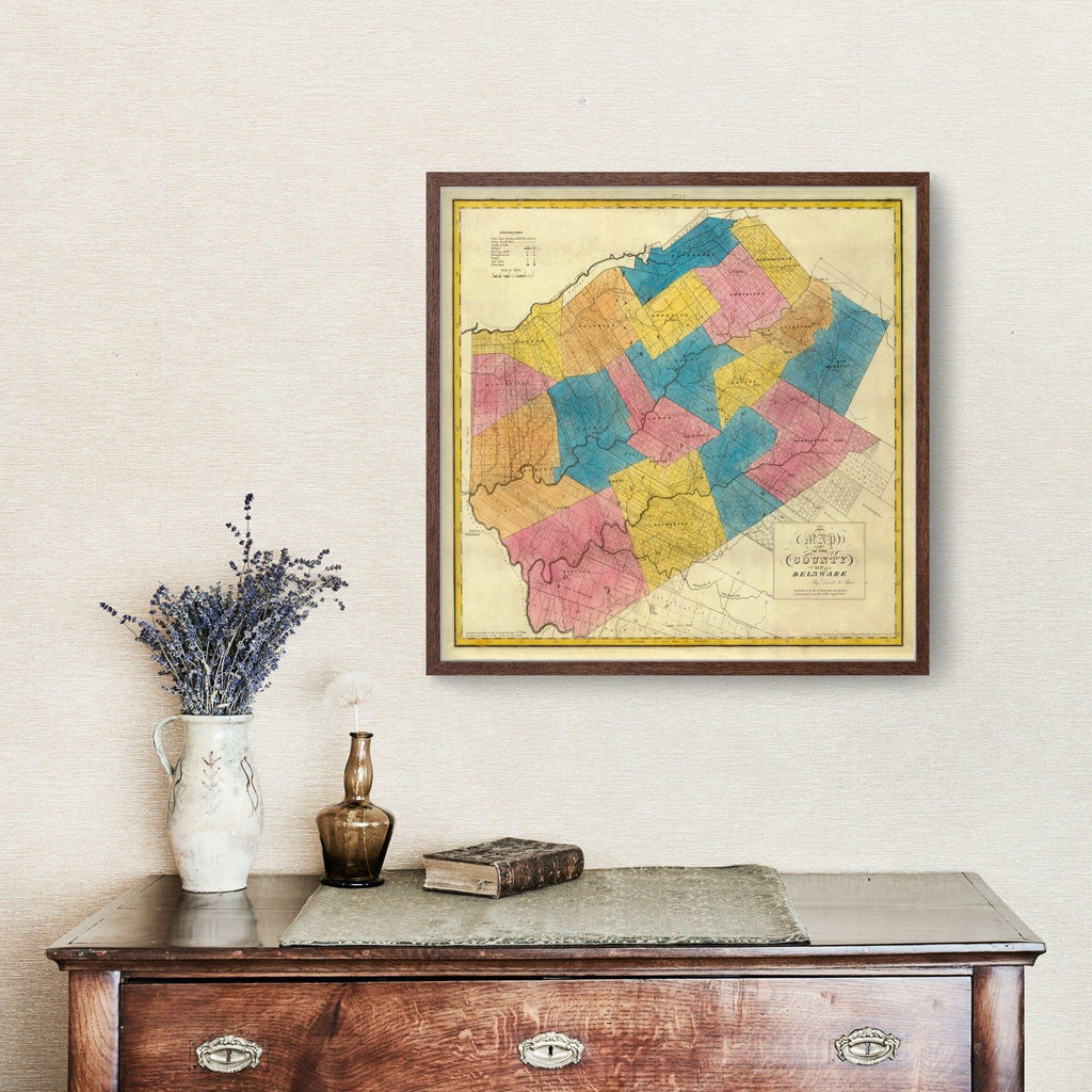 Vintage Map of Delaware County, New York 1829