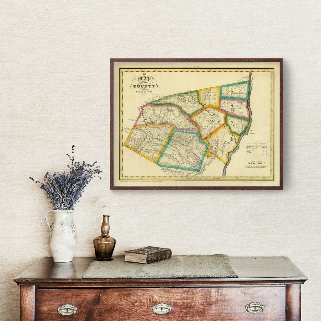 Vintage Map of Greene County, New York 1829