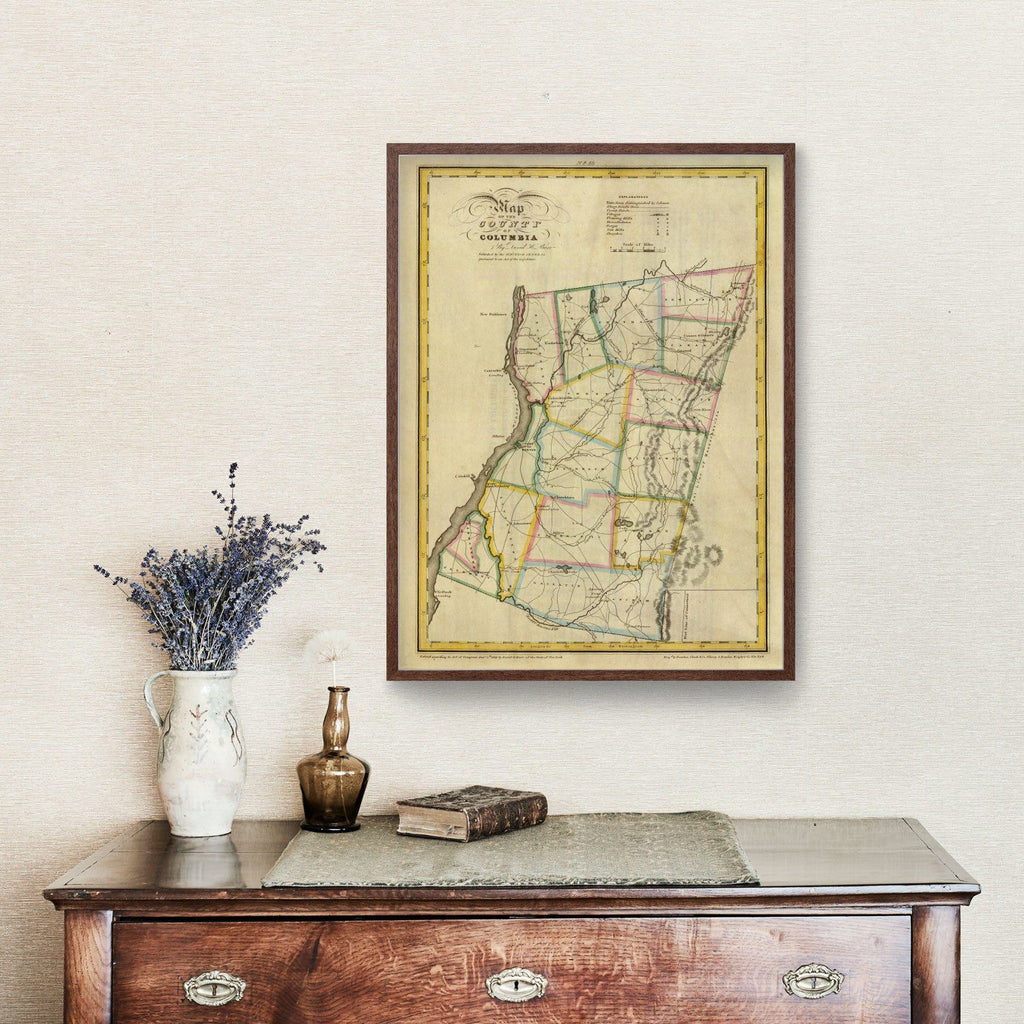 Vintage Map of Columbia County, New York 1829