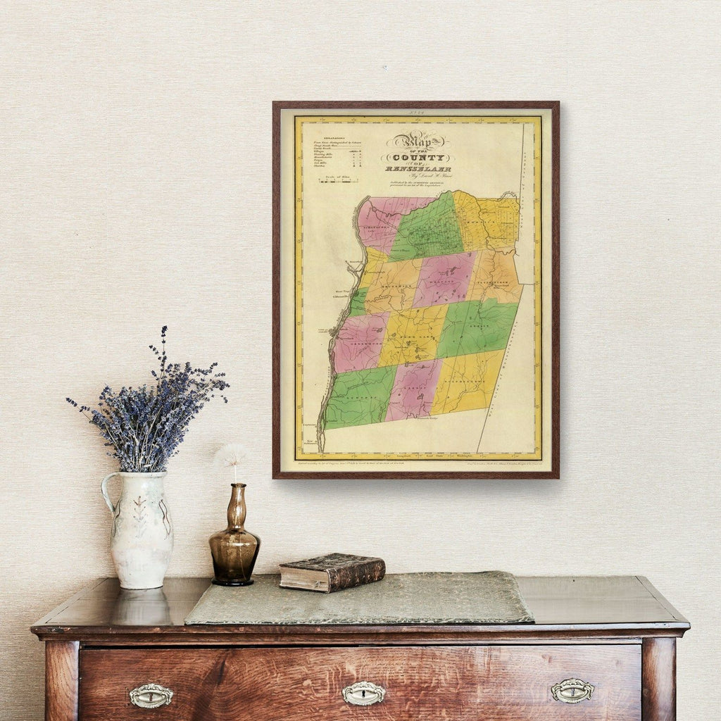 Vintage Map of Rensselaer County, New York 1829