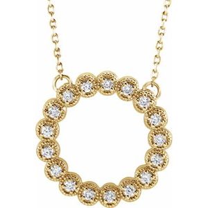 14K Yellow Gold 1/5 CTW Natural Diamond Circle 16-18" Necklace