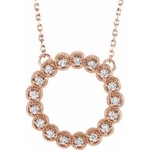 14K Rose Gold 1/5 CTW Natural Diamond Circle 16-18" Necklace