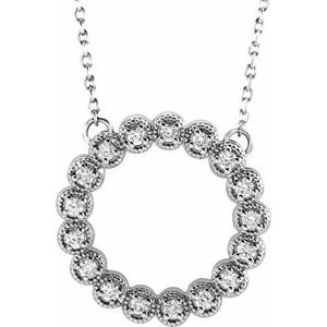 Platinum 1/5 CTW Natural Diamond Circle 16-18" Necklace