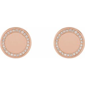 14K Rose Gold 1/4 CTW Natural Diamond Engravable Earrings – image 2