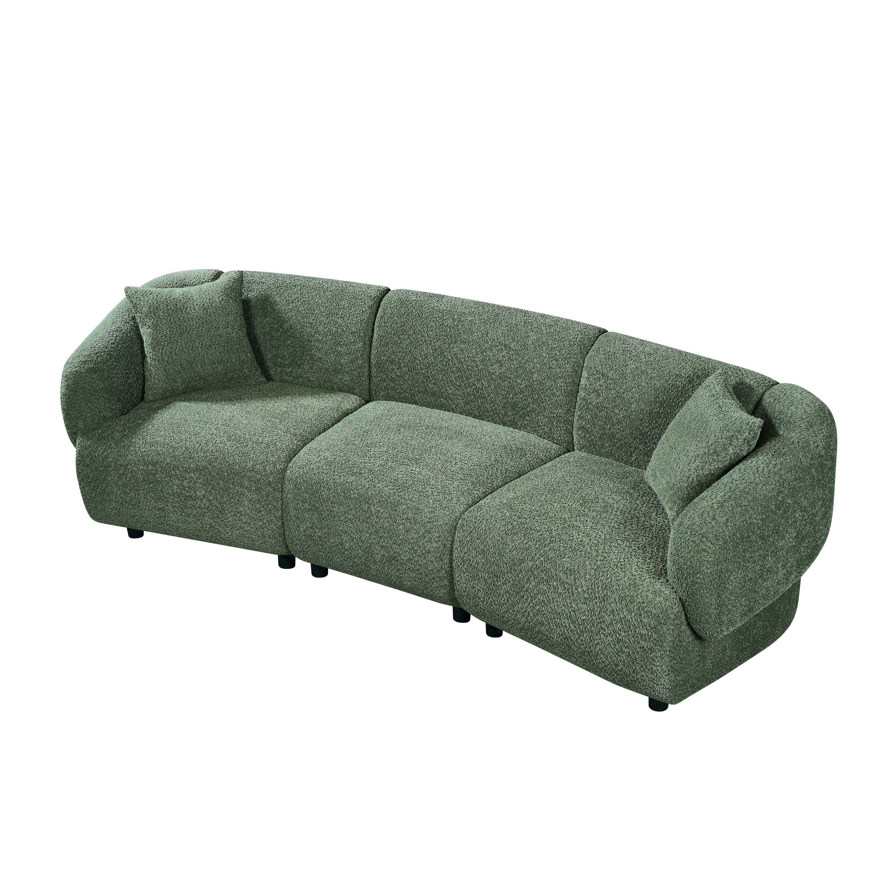 98.5 ' Curved Designed Contemporary 3-Seater Sofa in Green: Plush Seating, Streamlined Design, and Durable Frame – Ideal for Stylish Living Spaces