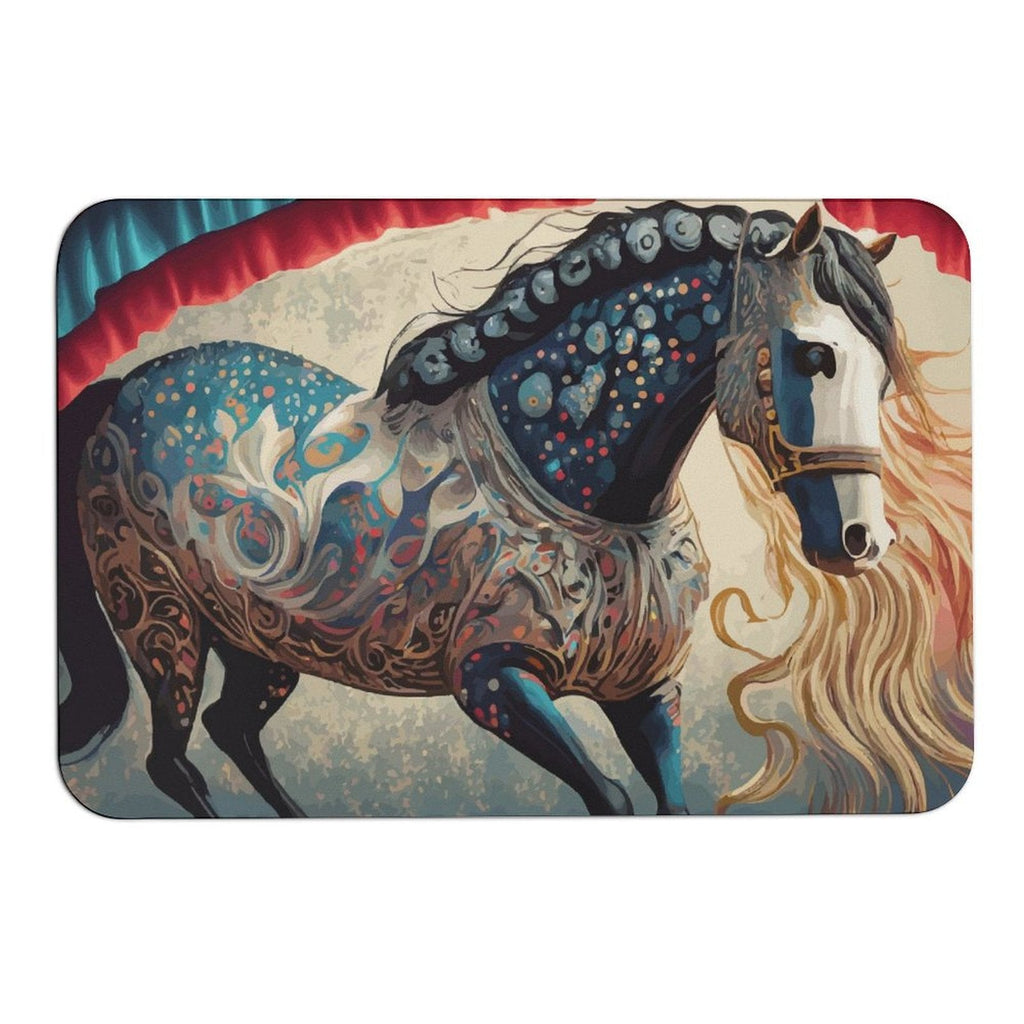 Bejeweled Horse Design Diatomaceous Earth Bath Mat 35.4" x 23.6" | Ships from USA