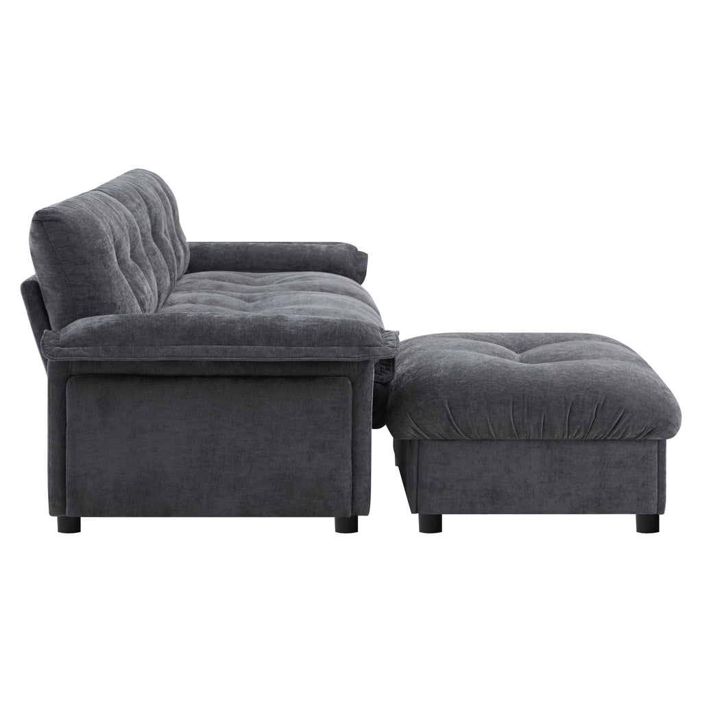 [VIDEO]104*60' Sectional Sofa, L-Shape with Multifunctional Armrest, Dual-Port Charging, Cup Holder, Side Storage Pockets, Movable Storage Ottoman, Unique Tufted Design, Soft Cushion, Chenille,3colors