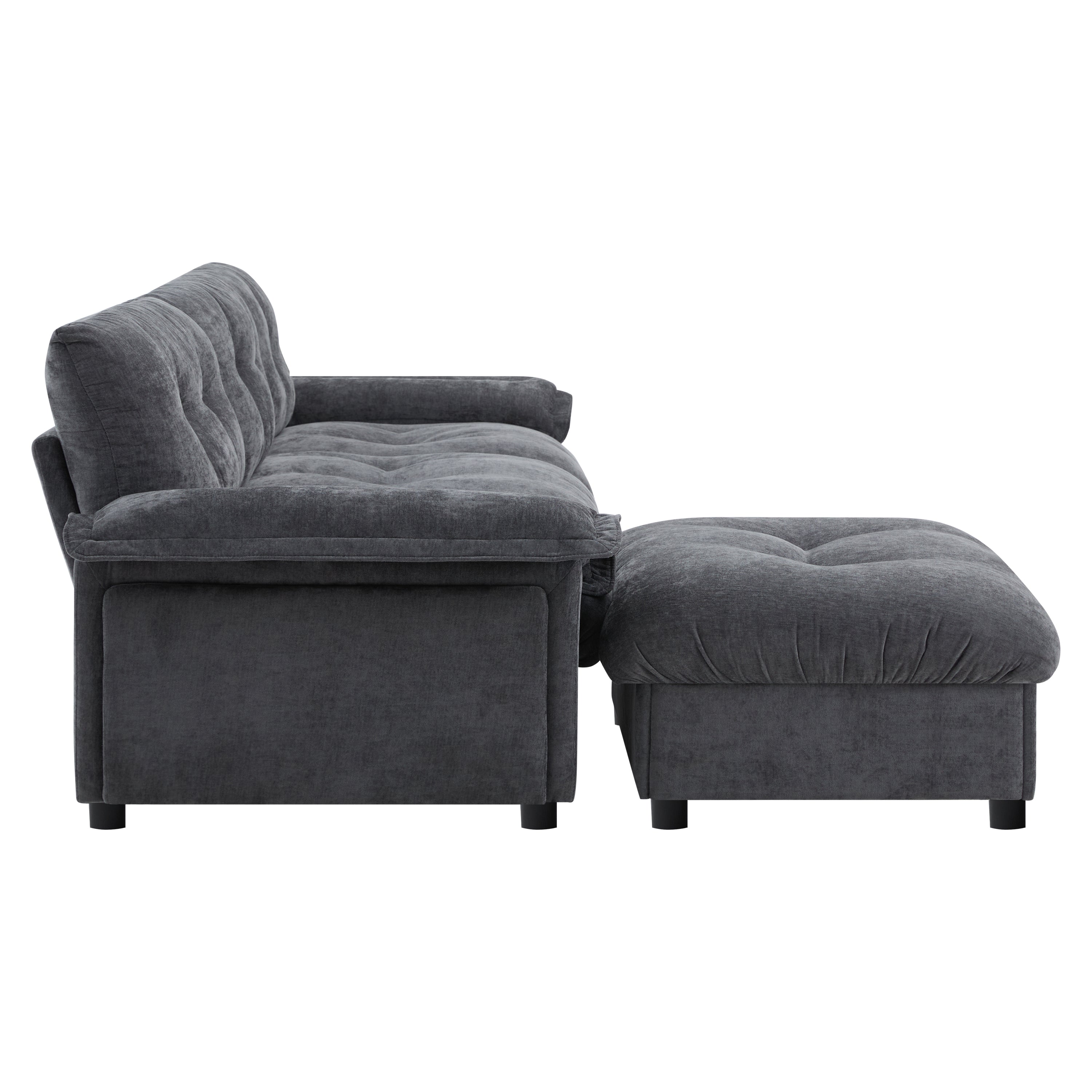 [VIDEO]104*60' Sectional Sofa, L-Shape with Multifunctional Armrest, Dual-Port Charging, Cup Holder, Side Storage Pockets, Movable Storage Ottoman, Unique Tufted Design, Soft Cushion, Chenille,3colors