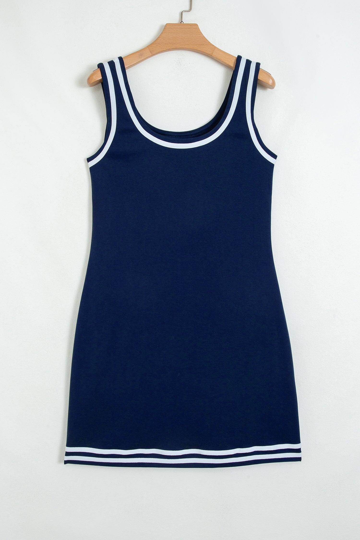 Contrast Trim Scoop Neck Sleeveless Mini Dress