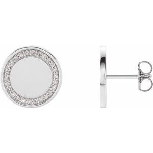 14K White Gold 1/4 CTW Natural Diamond Engravable Earrings