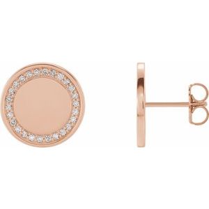 14K Rose Gold 1/4 CTW Natural Diamond Engravable Earrings
